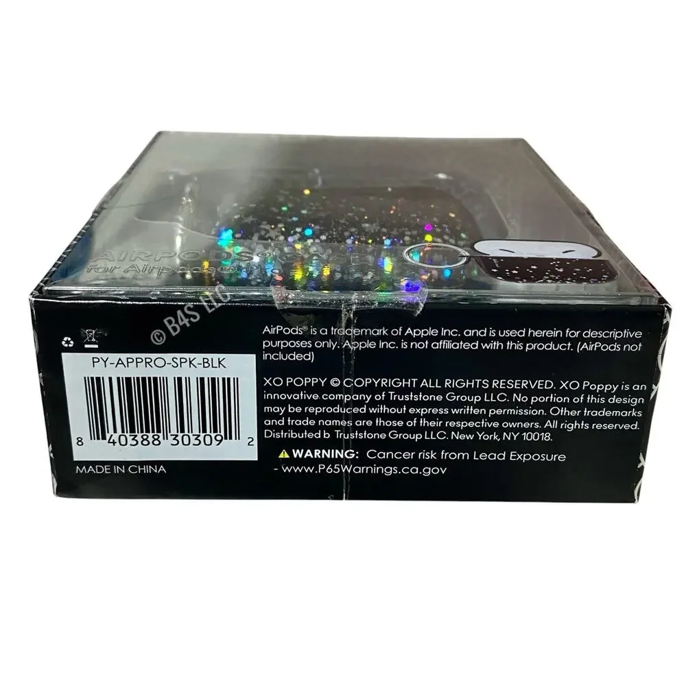 XO Poppy AirPods Pro Case Celestial Glitter Protective Cover Black